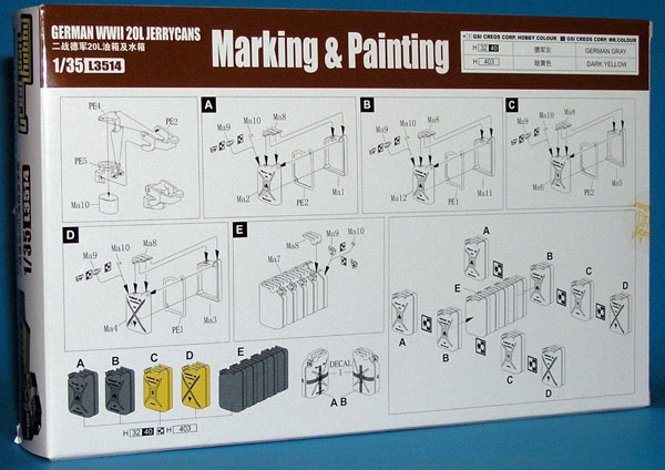 colour instructions on reverse of box