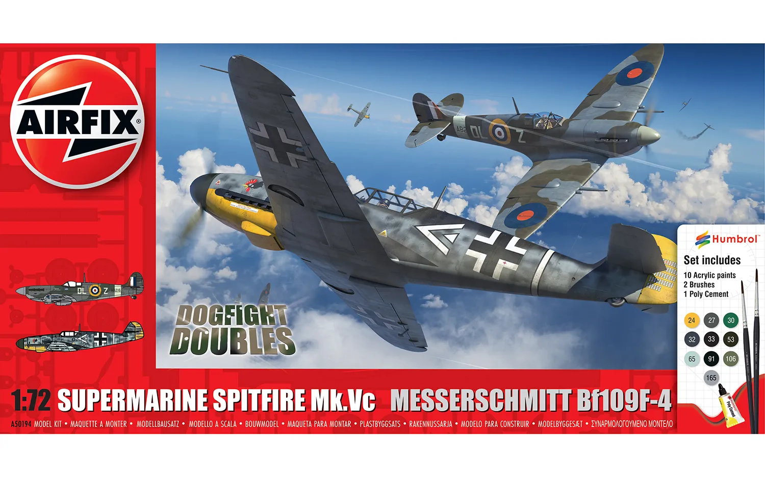 Airfix Supermarine Spitfire Mk.Vc, Messerschmitt Bf109F-4 Dogfight Double 1:72